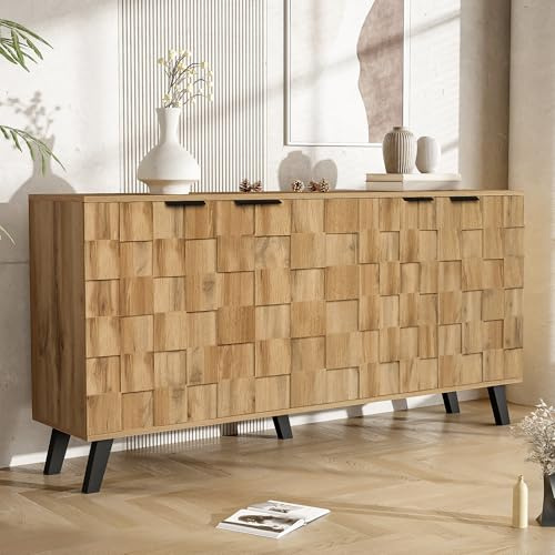 Witimisy Aparador moderno con 4 puertas, diseño práctico para salón, dormitorio y comedor, 160,5 x 35,5 x 78 cm