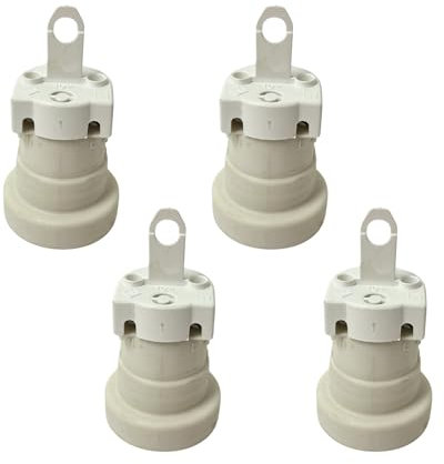 HALOTEC | Lot de 4 douilles de chantier E27 blanches | Douille à vis standard pour ampoules E27 | Idéal pour installations électriques provisoires et techniques | Montage rapide | Fabriqué en Italie