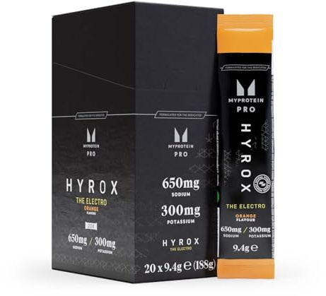 Myprotein HYROX THE Electro Stick Pack – Orange | 20 x 9.4g Hydration Sachets | Electrolyte Blend with Potassium, Sodium, Magnesium & Vitamins