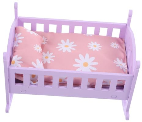 UPKOCH Miniature Berceau Poupée Bois Lit Garçon Fille Compact et pour Maison de Poupée Accessoire Décoratif Réaliste et