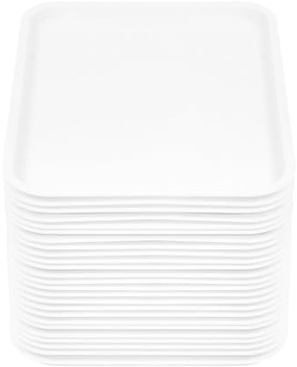Fast-Food-Tablett 24er-Set Serviertablett aus PP Bruchsicher Stapelbar rutschfeste Oberfläche Spülmaschinenfest, für Restaurants, Kantinen, Cafeteria-Tabletts 36x27x2 cm (Weiß)