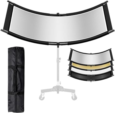Réflecteur de Lumière en U, Diffuseur LED pour Studio et Photographie Grand Réflecteur Incurvé 105 x 50 cm avec étui de Transport (Pied d'éclairage Non Inclus)