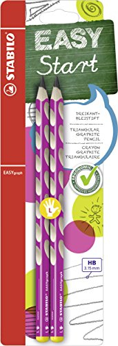 STABILO - Ergonomischer Dreikant-Bleistift für Linkshänder - EASYgraph in pink - 2er Pack - Härtegrad HB