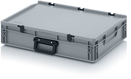 Auer Packaging Eurobehälter 60 x 40 x 13,5 mit Scharnierdeckel und Griff (Tragegriff, Klappgriff) inkl. gratis Zollstock