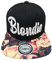 Outfitfabrik ♥ Snapback Cap Stickerei für Damen Blondie, Kappe in schwarz mit Flower-Schirm/floral Print und hochwertigem 3D-Stick in weiß, One-Size, verstellbar an der Rückseite