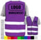 Warnweste bedruckt mit Ihrem Namen Text Bild Logo * Farbe + Größe: Violett (3XL/4XL) * Druckposition: Rücken + Brust * echte Reflex-Leuchtstreifen * personalisiertes Design selbst gestalten