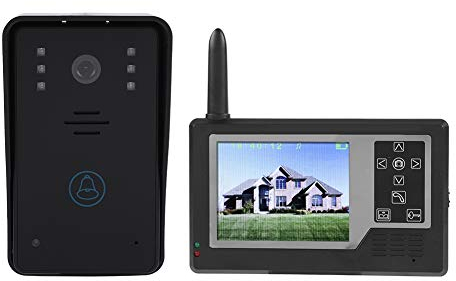 de intercomunicación con Puerta de Video,2.4G de intercomunicación con Timbre de Puerta Doorphone con Monitor de 3.5 Pulgadas,Cámara HD Videoportero inalámbrico con visión Nocturna