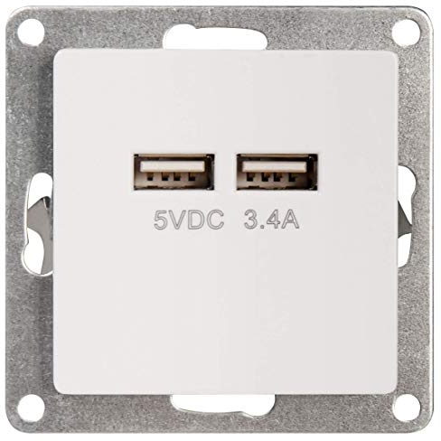 MC POWER - USB Ladedose | CUP | 2-fach, 5V / 3,4A, UP, weiß, poliert | ideal z. B. für das Laden von Smartphones und Tablets