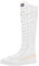 Jamron Ragazze Donna Moda Ginocchio Alta Allacciare Tela Stivali Puro Bianco Zip Stivali di Danza Pizzo SN815 EU41