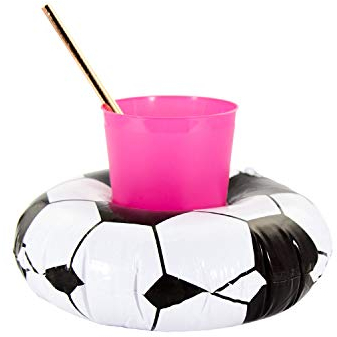 Oblique Unique® Aufblasbarer Getränkehalter Trinkhalter Flamingo Einhorn Donut Fußball Palme - wählbar - Cup Holder Mini Pool Spielzeug (Fußball)