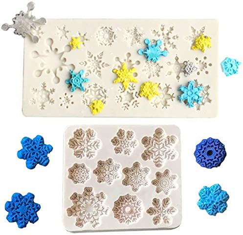 TheStriven 2 Stück Silikon Back Kuchen Modellierwerkzeug Schneeflocken Mold Silikon Form Schneeflocke Geformt Silikon Form Silikon Fondant Kuchen Formen für Jelly Candy Schokolade Fondant Weihnachten