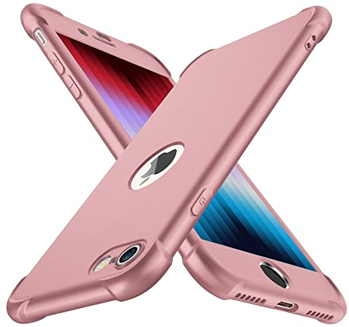 ORETECH Coque Compatible avec iPhone SE 2022,avec 2 x Protecteur D'écran en Verre Trempé,360 Hybride Robuste 2 en 1 Antichoc Mince Anti Rayures PC TPU Etui pour iPhone SE 2020 Case 4.7 Or Rose