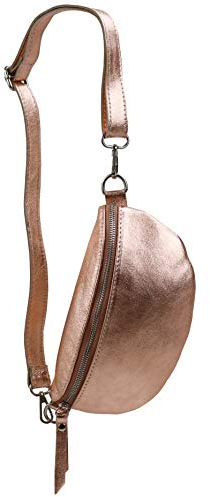 SH Leder ® echt Leder Hüfttasche Damen Herren Unisex Gürteltasche für Festival Reise Bauchtasche kleine Crossbody Bag Frauen Ledertasche 23x12cm AVA G292 (Rosegold)