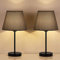 LIANTRAL Nachttischlampen 2er-Set, LED Tischleuchte Schreibtischlampe Metallbasis und Leinen Lampenschirm, Modern Tischlampe für Schlafzimmer, Wohnzimmer, Schlafsaal, Grau/Schwarz