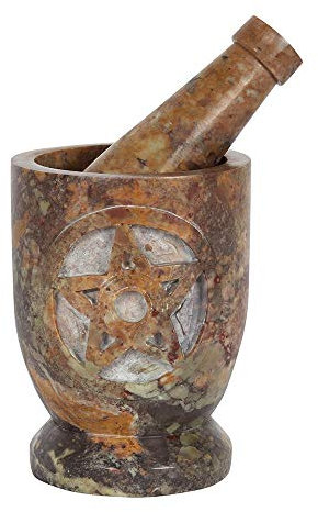 Something Different GW_47230 Mortero y Maja | Pentagrama | Piedra | 1 ud. 1060g, Multicolor