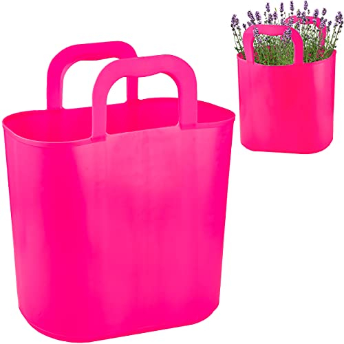 alles-meine.de GmbH 4 Stück Flexi & flexibel Modell + Farbwahl XL große - biegbare - Einkaufskörbe/Pflanztasche mit Henkel - rosa/pink - neon Farben - Einkaufstaschen A..