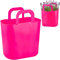 alles-meine.de GmbH 4 Stück Flexi & flexibel Modell + Farbwahl XL große - biegbare - Einkaufskörbe/Pflanztasche mit Henkel - rosa/pink - neon Farben - Einkaufstaschen A..