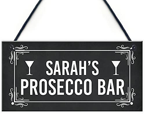 RED OCEAN Personalised Prosecco Bar Sign Hanging Door Sign Home Bar Plaque Prosecco Gift
