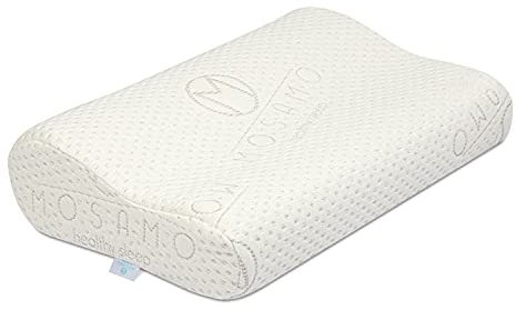 MOSAMO Orthopädisches Kopfkissen - Rollbares Kissen, thermoelastischer Schaumstoff, mit Kissenbezug - Optimal gegen Verspannung & Nackenschmerzen, auch für Allergiker - Besser schlafen 48x33x11cm