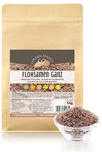 Graines de psyllium 5 kg | 99 % de pureté | riche en fibres | sans additifs | sans gluten | qualité contrôlée | ingrédients de pâtisserie | cacahuète doré