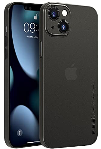 memumi Hülle für iPhone 13 mini, Mehrweg 0.3 mm dick, Slim Fit, Mattes Finish [rutschfest, Kratzfest]. Schutzhülle Extra Dünn Hardcase kompatibel mit iPhone 13 mini-Trans-Schwarz(5.4 inch,2021)