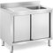 Royal Catering Lavello da Cucina in Acciaio Inox Lavello Armadiato RC-IKS09 (1 vasca, 400 x 400 x 240 mm, Acciaio Inox, Alzatina 100 mm)