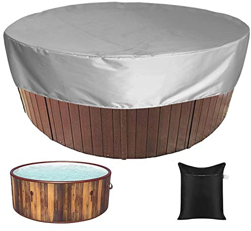 DFANCE Outdoor Runde Whirlpool Abdeckung Winter Isoliert Schwimmbad Staubschutz wasserdichte Spa Sprudelmassage Badewanne Whirlpool Abdeckungen Poolabdeckung für Badewannen,Grau,366x30cm