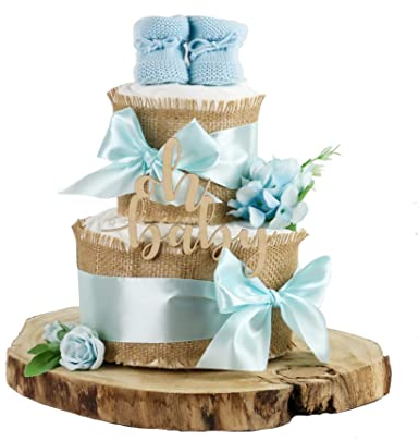 Windeltorte ALLES JUTE | zur Geburt (2-stöckig, blue)