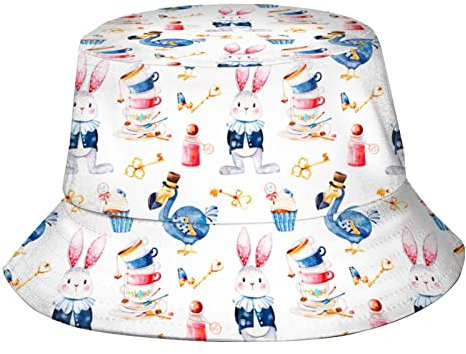 DJNGN Dodo Bird Golden Keys Cute Rabbit Bucket Hat Sommer Fisherman Cap Reise Sonnenhut für Männer Frauen