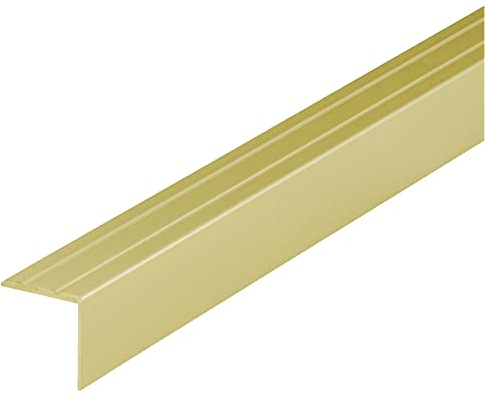 ufitec® Alu Winkelprofil 30x25 mm mit Rillen selbstklebend, Treppen Kanten & Stufen Winkel Schutzprofil (30 x 25 mm | 100 cm Länge, Gold Hell)
