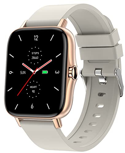 Fitnessuhr Damen Smartwatch mit Telefonfunktion ,1.7 Zoll Touchscreen,Android IOS Smart Watch mit Whatsapp Funktion,Fotohintergrund,Schrittzähler Uhr Damen Laufuhr Blutdruckmessung Pulsuhr Damenuhr