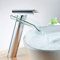 Glas Wasserhahn Waschtischarmatur Chrom Wasserfall Armatur Badezimmer mit Glasauslauf Messing, Einzelhahn Waschtisch Mischbatterie Set, Küche Bad Waschbeckenarmatur Einhebelmischer