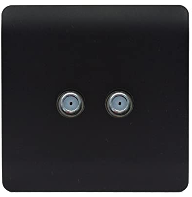 Trendi Switch 2 Gang Male F-Type Satellite Television Socket in Matt Black