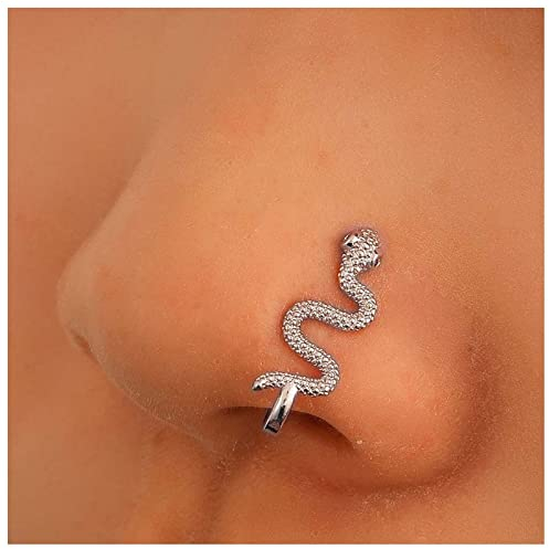 Cimenexe Anneau De Nez Punk Serpent Anneau De Nez Argenté Serpent Anneau De Nez Non Perçant Anneau De Nez Serpent Vipère Anneau De Nez Cerceau Bijoux Pour Femmes Et Filles Cadeaux