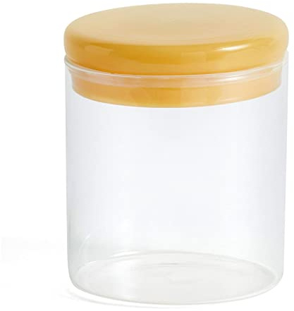 HAY Aufbewahrungsglas mit Deckel Borosilicate Jar M aus Borosilikat Glas, Deckel aus Silikon, Maße: 12 x 10 cm, Fassungsvermögen: 0.6l, AB333-A602-AF04