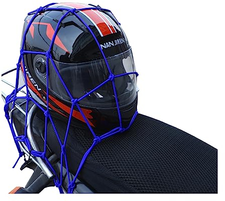 JNNJ Motorrad Gepäcknetz, Gepäcknetz Fahrrad, Gummizug Dehnbar 30 x 30cm Motorrad Helmnetz, Gepäckspanner mit Haken, Für Fahrradnetz Motorradnetz Gepäcknetz Transportnetz(Blau)