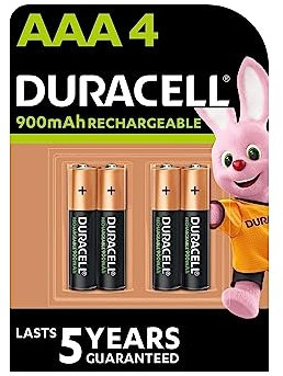4X Duracell AAA Ricaricabili 900 mAh (1 Blister Da 4 Batterie) 4 Pile Ministilo Ricaricabili (HR03/DX2400)