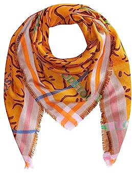 CODELLO Damen Gewebtes Peanuts™ Tuch aus Viskose mit Woodstock-Muster