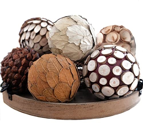 CIR OASES Decorative Filler Balls for Centerpiece, 6 PCS 3.5 Inch Natural Tone Bowl&Vase Filler Balls for Home Decoration, Dough Basket Fillers