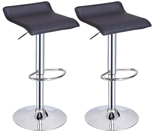 Panana 2er Set Barhocker Barstuhl Tresenhocker für Küche Bar Esszimmer Drehhocker 360° drehbar höhenverstellbar (Schwarz)