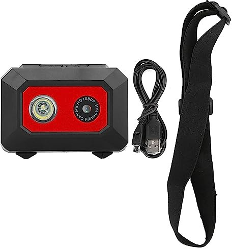 Super HD 1080P DV-Sportkamera, Am Kopf Montierter Action-Video-Camcorder mit DVR-Recorder-Kopfkamera für Fotografische Outdoor-Aufnahmen zu Hause und auf Reisen (Schwarz Rot)