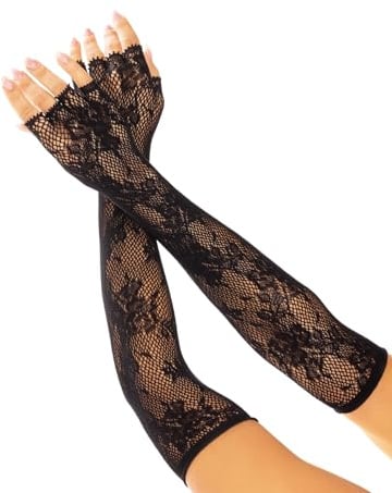 LEG AVENUE Damen Seamless Lace Opera Length Floral Fingerless Gloves Costume Accessory