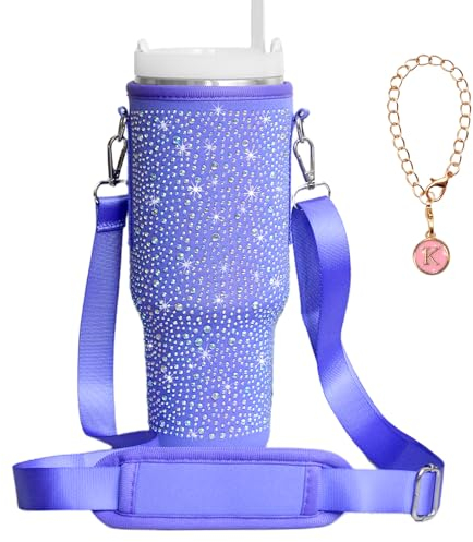 40 oz Stanley Cup Bag, Water Bottle Holder Pouch with Adjustable Strap Tumbler Carrier for Stanley Cup Accessories Stanley Backpack for Cup (Purple)