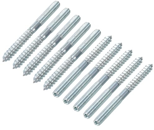 sourcing map M6 Stockschrauben, Länge 70 mm, Doppelkopfschrauben, selbstschneidende Schraube, 6 mm, Holzgelenk, Möbelbeine, 16 Stück