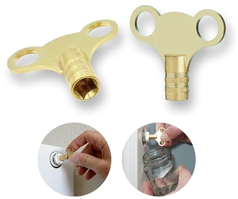 iLAN Heavy-Duty Stainless Steel Material, Brass-Coated Radiator Bleed Key Set for Bleeding and Air Vent. (Pack of 2)