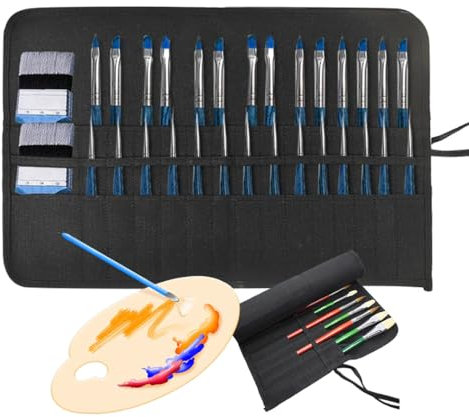 YOYEAH 1 trousse à pinceaux à 30 compartiments - Trousse à pinceaux - Trousse à crayons - Noir - 49 x 33 cm