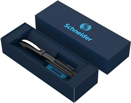 Schneider Ray Tintenroller Geschenkset im Kartonetui (inkl. Standard Tintenpatronen, geeignet für Rechts- und Linkshänder) onyx