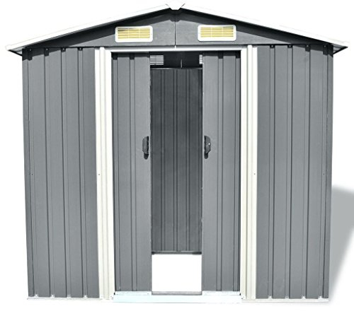 Ailgely Gartenschuppen, Geräteschrank, Gartenhaus, Geräteschuppen, Gartenschrank, Gartenhütte, Gartenhã¤User & Aufbewahrung, Outdoor Garten Aufbewahrung Schuppen, Grau Metall 204 x 132 x 186 cm