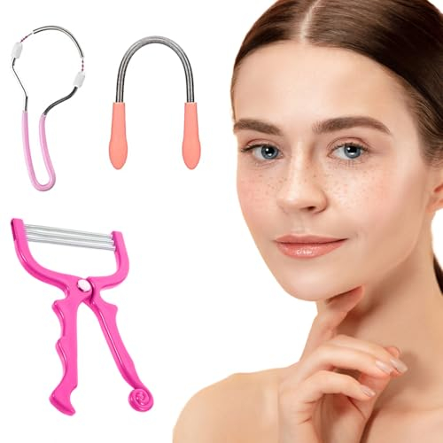 OPVYAEU 3 Pièces Epilateur Visage, Épilateur de Visage à Ressort, Epilateur Visage en Métal, Épilateur À Bâtonnets D'Épilation Du Visage, Outil de Beauté
