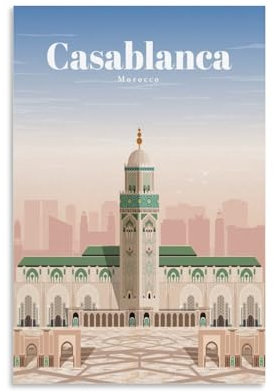 GJrjdb Vintage Travel Casablanca Marokko Poster, 20 x 30 cm